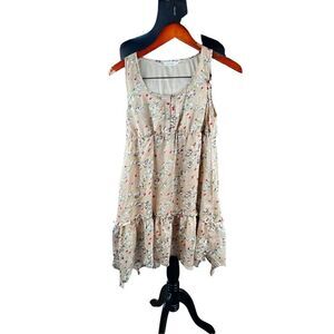 Blue bird chiffon flowy lightweight flower summer sleeveless dress size Small